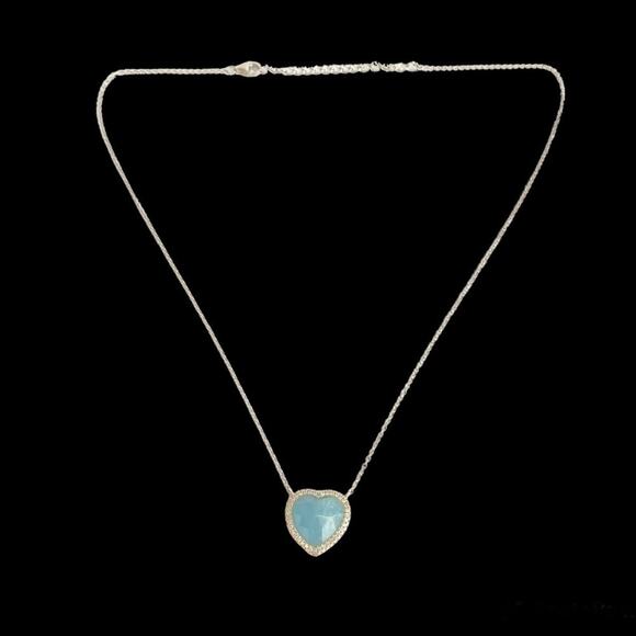 QVC Blue Heart Necklace with Silver Chain - Picture 2 of 9